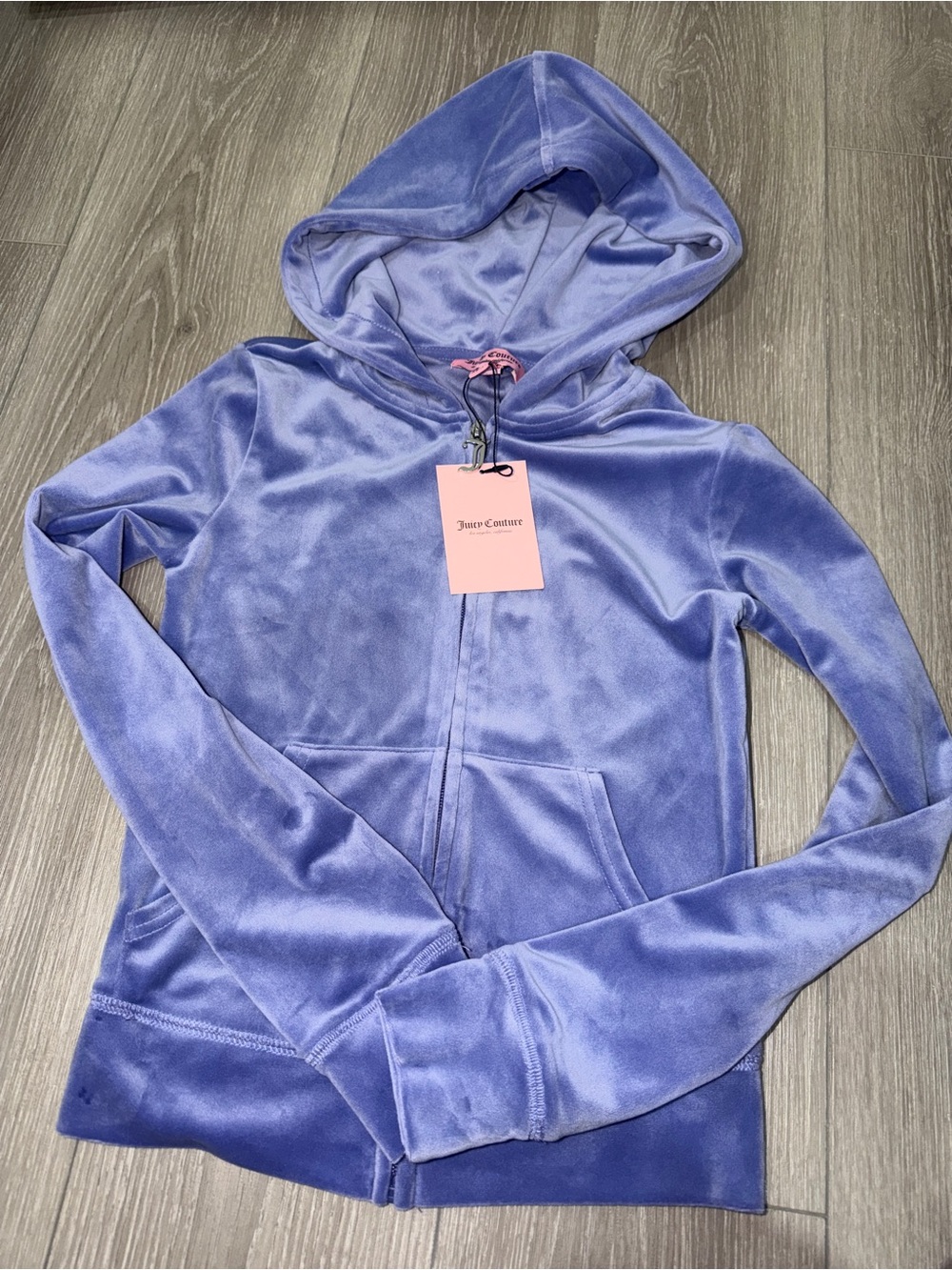 💜Juicy Couture💜PeriwinkleVelour Rhinestone Hoodie & Pants - Picture 2 of 9